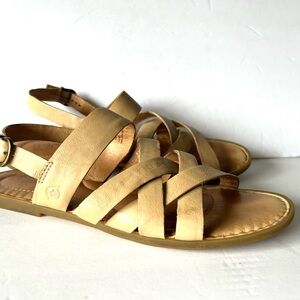Born Sz 11M  Women’s Tan leather Strappy Flat Sandals